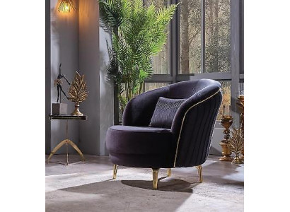 Fauteuil moderne de luxe en acier inoxydable pour le salon, siège en bois rembourré