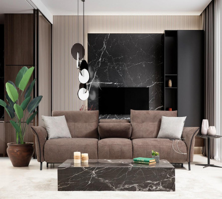 Ensemble complet de luxe avec canapé quatre places et fauteuil design de meubles modernes.