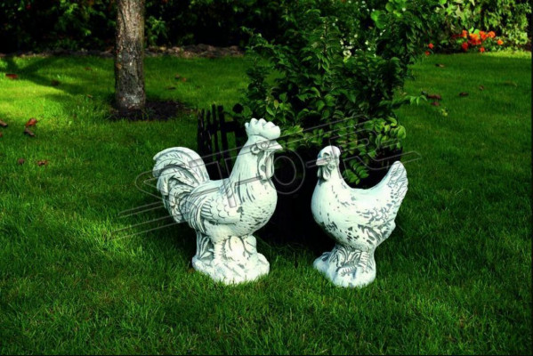 Décoration de jardin Poulet Patio Pierre Figures Figure Statue blanche décorative
