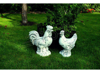 Décoration de jardin Poulet Patio Pierres Figures Figure Statue Blanche Décorative