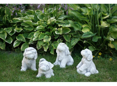 Décoration de jardin Chien Patio Pierre Figurines Statuette Décorative Blanche