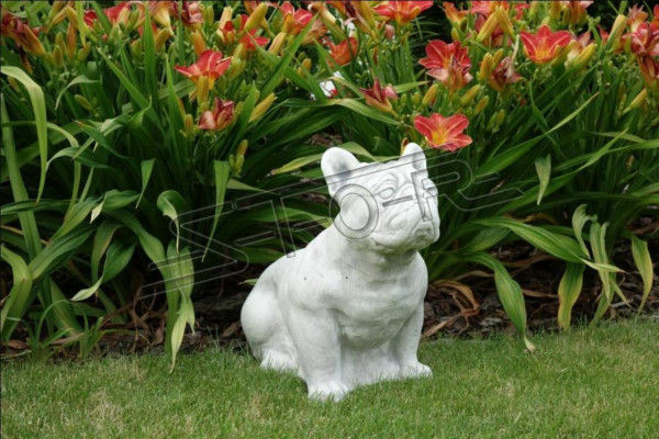 Décoration de jardin Chien Patio Figure en pierre blanche Figurines Statue décorative