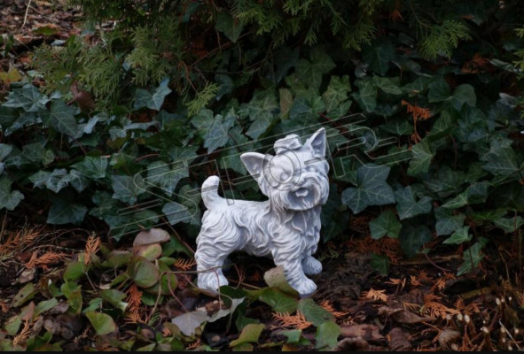 Décoration de jardin Chien Blanc Patio Pierre Figures Statue Décorative Figure