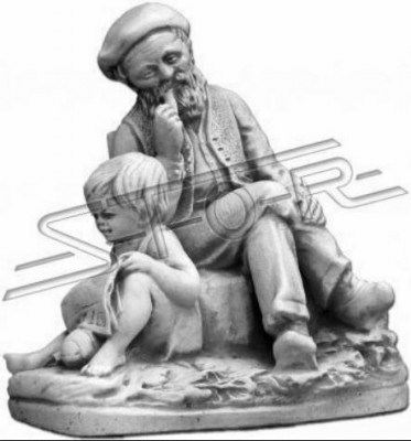 Décoration de jardin Statue de Grand-père Petit-fils Sculpture Figurines Sculptures