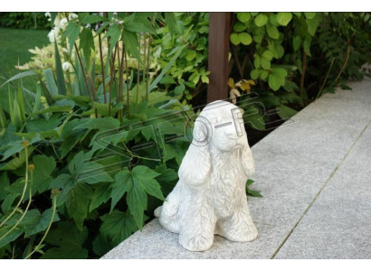 Décoration de jardin Chien blanc Patio Pierre Figure Figurines Statue décorative