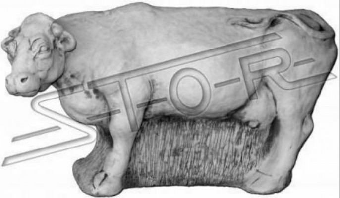 Décoration de vache de jardin statue en pierre pour patio en blanc, sculpture naturelle.