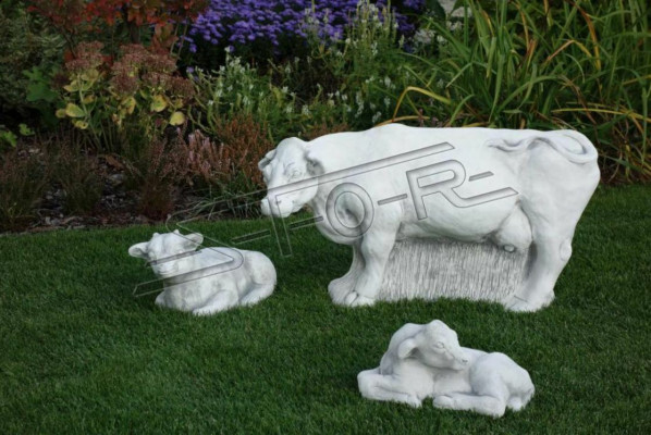 Décoration de vache de jardin en pierre patio blanche statue nature sculpture