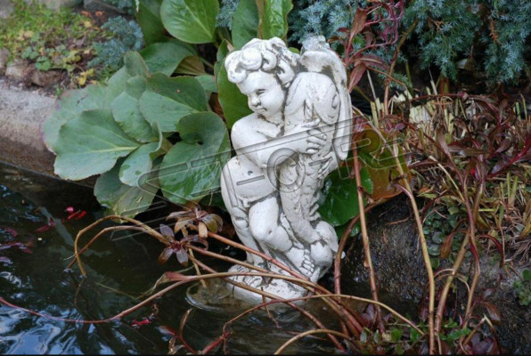 Figure de jardin ange Fontaine 42cm figurine étang personnes en pierre coulée