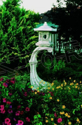 Japonais Décoration de lampes de jardin Blanc Éclairage Naturel Bain d'oiseaux
