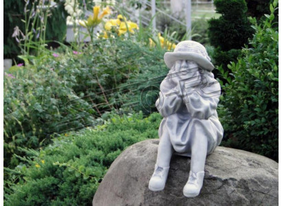 Garçon Assis Figure Statue Figures Sculpture Statues Décoration de Jardin Instantanée