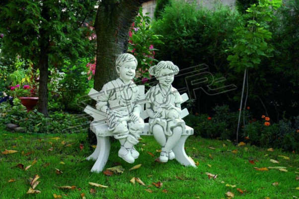 Jeune garçon assis, figurine, statue, sculptures, statues, jardin.