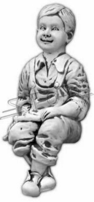 Jeune garçon assis, figurine, statue, sculptures, statues, jardin.