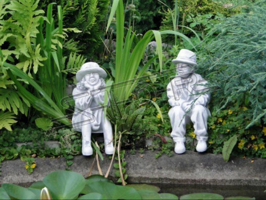 Garçon Assis Figurine Statue Décorative Figures Sculpture Statues Jardin