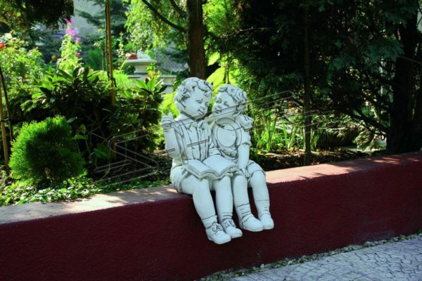 Statue Figure Enfants sur Tabouret Statues Figures Sculpture Sculptures