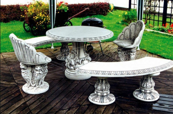 Tabouret en pierre Bancs ronds Mobilier de jardin Patio Statue de 135cm