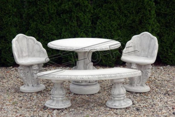 Table de pierre Terrasse Jardin Décoration Mobilier Élégant Style Antique Design