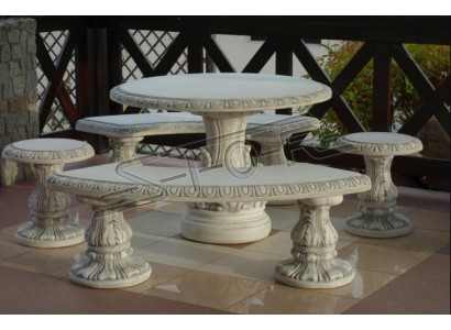 Table de jardin en pierre Patio Mobilier décoratif Élégant Style ancien Table aux designs