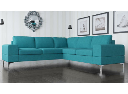 Canapé Canapé d'angle Textile Salon Design Moderne en forme de L Turquoise Mobilier Luxueux Canapés