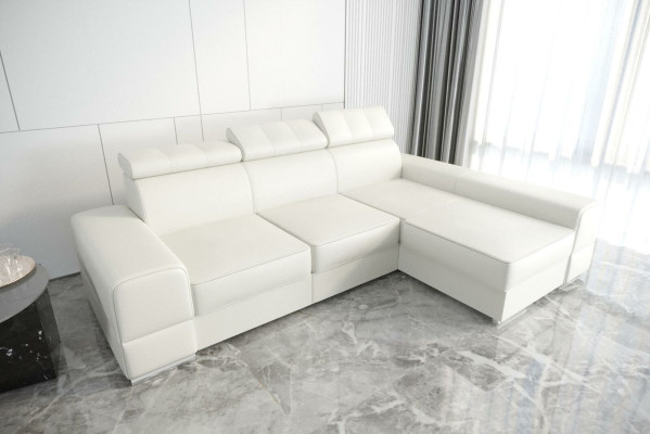 Canapé d'angle design en L en cuir beige élégant luxe mobilier moderne pour le salon.