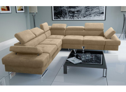Canapé canapé recouvrement en forme de L Salon Conception Coin Textile Cuir nouveau Beige Luxe