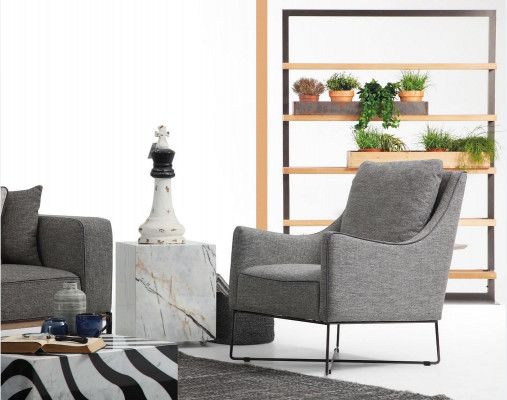 Ensemble de canapés 2 places en tissu moderne gris pour salon