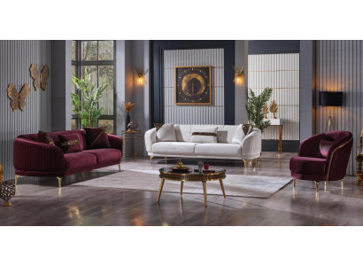Luxueux ensemble de salon Moderne canapés en acier inoxydable Mobilier rembourré trois places