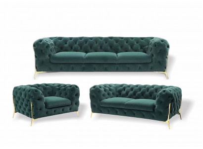Canapé Chesterfield Rembourrage Velours Ensemble de Sièges 3+1+1 Places Canapés Design neuf