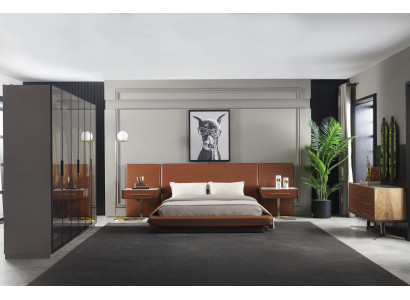 Chambre Ensemble Complet de 5 pièces. Lit Meuble Armoire Commode Tables de chevet