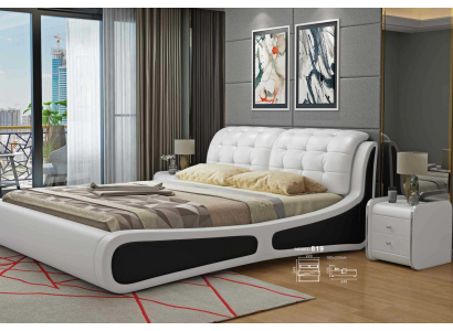 Conception de revêtement de lit de luxe Lit double blanc 180x200cm Chambre de sommeil en cuir