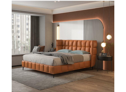 Conception de la literie de lit de luxe pour hôtel mariage 180x200cm en cuir double.