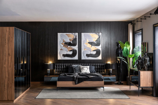 Lit de luxe Lits 160x200 cm Lit double Meubles de luxe dans un style moderne