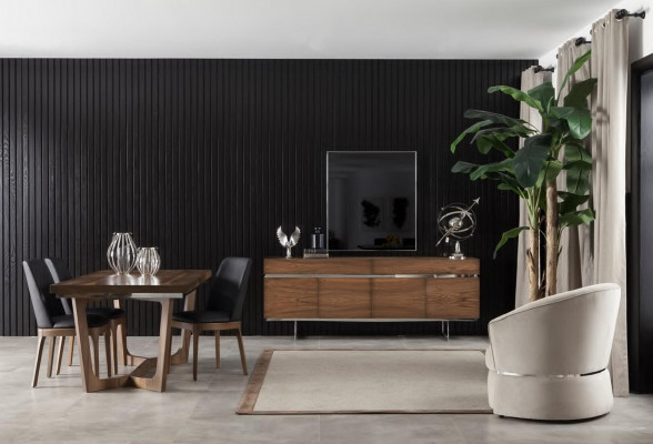 Buffet + Miroir en acier inoxydable Commode Espace de rangement Luxueux Pratique Meuble bas