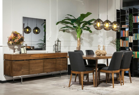 Buffet + Miroir en acier inoxydable Commode Espace de rangement Luxueux Pratique Meuble bas