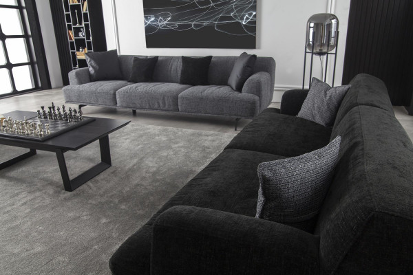 Canapé trois places rembourrage 235 cm canapé en tissu textile coussins de siège meubles