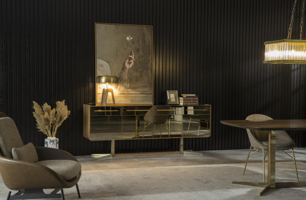 Sideboard Console Miroir Armoire Buffet bas avec façades miroir
