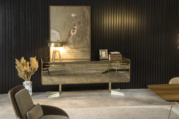Sideboard Console Miroir Armoire Buffet bas avec façades miroir