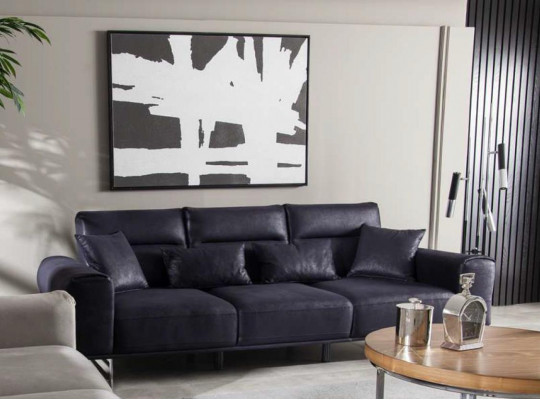 Design de canapé rembourré souple Mobilier de luxe Canapés trois places Canapés noirs
