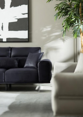 Design de canapé rembourré souple Mobilier de luxe Canapés trois places Canapés noirs