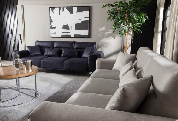 Design de canapé rembourré souple Mobilier de luxe Canapés trois places Canapés noirs
