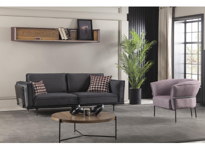 Canapé 3+1 places en gris Mobilier de canapé moderne Ensemble de canapé Aménagement italien