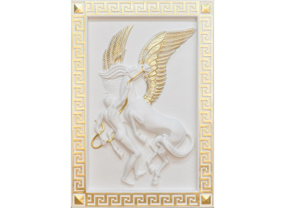 Pégase Relief Mural Style Antique Peinture Murale Relief Artisanal Antique Image Cheval.