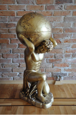 Style antique Classique r Globe Atlas Mini Bar Bar Étagère à vin Statue Sculpture Décoration