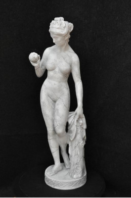 Statue en marbre ancienne de style Ève avec une pomme XXL Figure Statues Sculpture Décoration PG0346