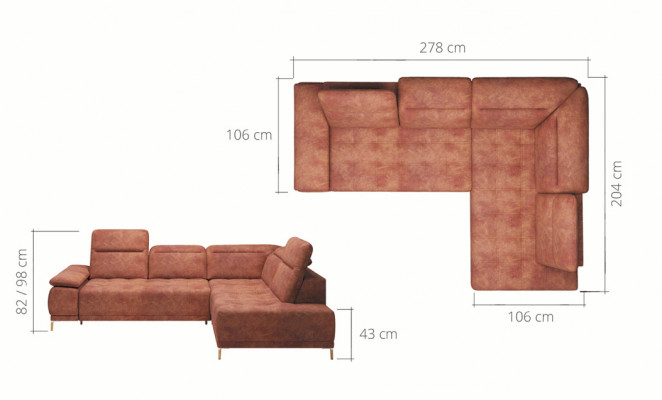 Canapé d'angle automatique Canapé Canapé Design Canapé Rembourrage Textile Moderne en forme de L en tissu nouveau