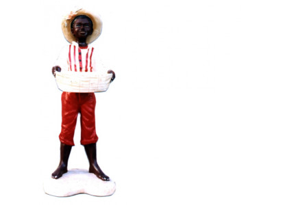 Design Garçon avec Panière Figure Statue Sculpture Figurines Sculptures Décoration 7087