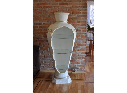 Vitrine Bar Étagère d'angle en verre Amphore Vase Fond Biseauté Armoire Vitrines Armoire Lampe