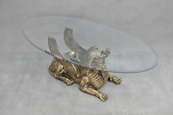 Table basse Table en verre Tables Tables Pharaon Sphinx Côté en verre Égypte 120x60cm