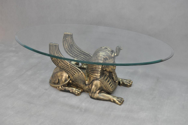Table basse Table en verre Tables Tables Pharaon Sphinx Côté en verre Égypte 120x60cm