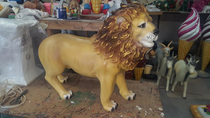 Statue décorative de lion, sculpture de lion abstraite, figurines de lion réelles, statues artisanales de jardin.