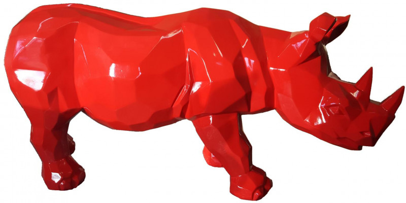 Rhinocéros rouge Statue Figurines Statues Sculpture Jardin Décoration Abstrait